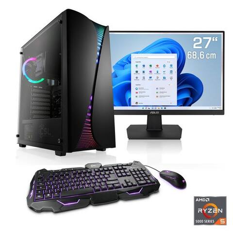 Csl CSL Levitas V26320 PC gamer-Komplettsystem (27", AMD Ryzen 5 Ryzen 5, AMD Radeon Graphics, 32 GB RAM, 1000 GB