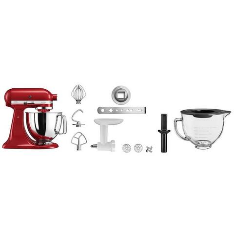 Kitchenaid KitchenAid robot de cuisine 5KSM125EER Empire Rouge, 300 W, 4,8 l Schüssel, Gratis Fleischwolf, Schüssel,