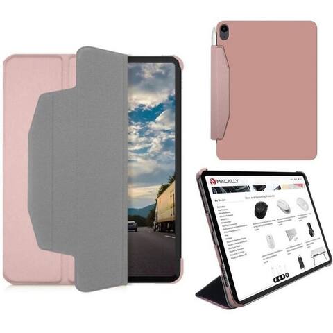 Macally Étui pour tablette Smart Case Pochette Cover Coque de protection Pochette Rose 11, Bookcover pour Apple iPad Air 7