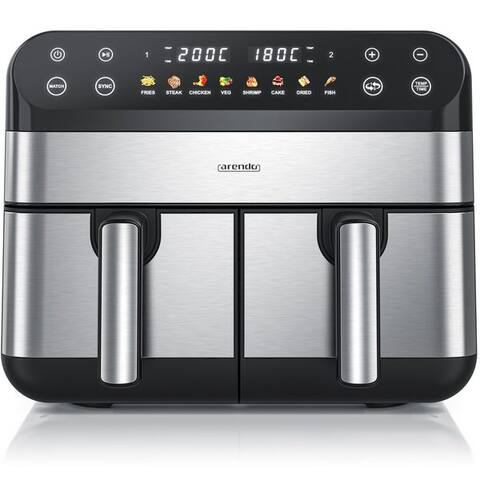 Arendo Arendo air fryer XXL Doppelkammer Airfryer 9L, Dual Zone, four, Dörrautomat, 2400 W, avec Zubehör,