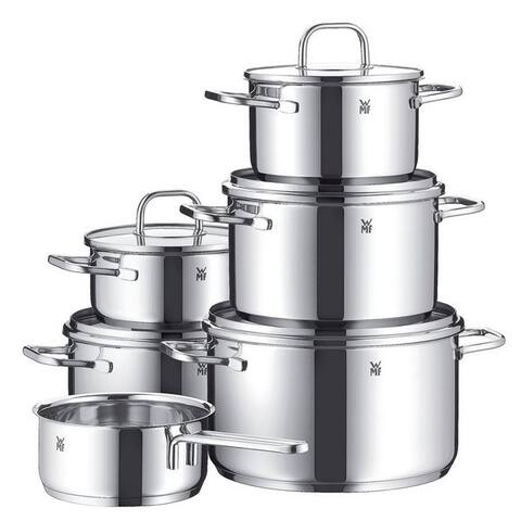 WMF Topf-Set Inspiration Induktion, Kochtopf Set avec Glasdeckel, Cromargan® Edelstahl Rostfrei 18/10 (Set,