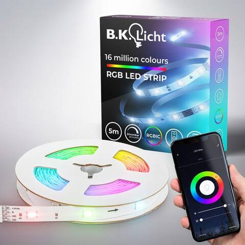 B.K.Licht B.K.lumière LED Stripe WiFi RGBIC LED Strip, 5 m, avec App commande, 150-flammig, lumièreleiste, avec