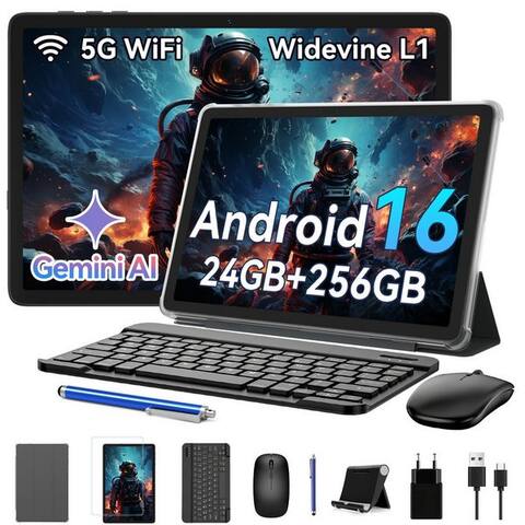 Kingrid KINGRID 10,1" Android 16 avec clavier/souris/Coque tablette (10", 256 GB, Android 16, Gemini Al Magic, avec