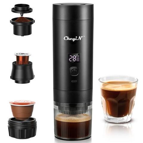 Ckeyin CkeyiN Reisemachine à café Tragbare Espressomaschine pour Kapseln/Pulver/Tee, 0,2l Kaffeekanne, Korbfilter, 3