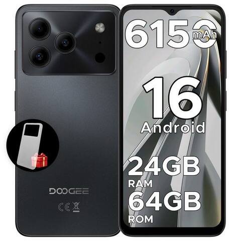 DOOGEE Note 56 Android 16 téléphone sans Vertrag, 6150mAh, 6.56" 90Hz HD smartphone (6.56 pouces, 64 GB