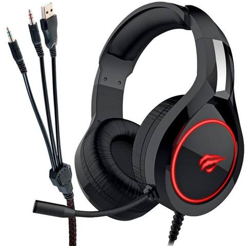 Schwaiger Schwaiger Gaming Over-Ear Headset GH50 2x 3,5mm Stereo Gaming-Headset (microphone, PC Gamer Kophörer LED