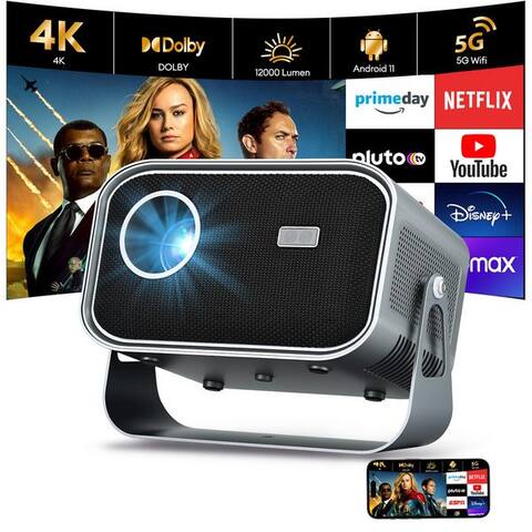 Ckeyin CkeyiN LCD-projecteur 4K 1080P Projektor unterstützt Netflix Youtube LCD-projecteur (12000 lm, 1280×720 px,
