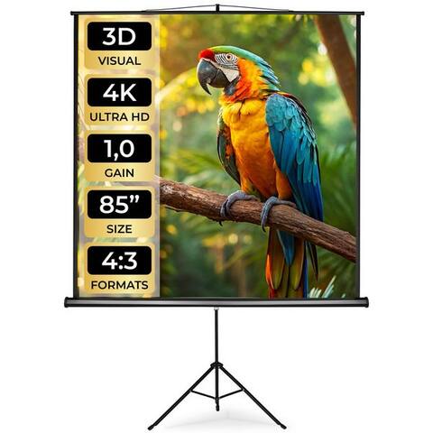 Tectake tectake Projektionswand ausziehbar avec standfestem, klappbarem Stativ Deckeneinbauleinwand (LCD–optimiert