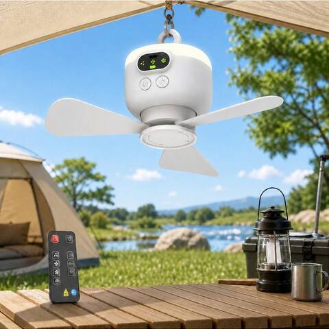 Lapalife Lapalife Deckenventilateur avec Beleuchtung, Aufladbar Tragbar ventilateur, 4 Windgeschwindigkeiten, Timer,