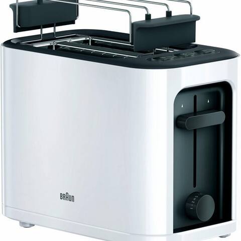 BRAUN grille-pain PurEase HT 3010 WH - 2 Schlitze, 7 Stufen, Auftau- Aufwärmfunktion, 2 kurze Schlitze, pour 2