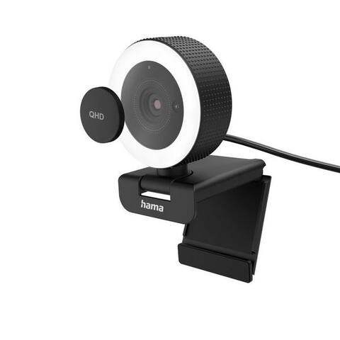 Hama Hama webcam avec lumière, microphone, Fernbedienung (PC-caméra USB, QHD, 2560p) Full HD-webcam (QHD,