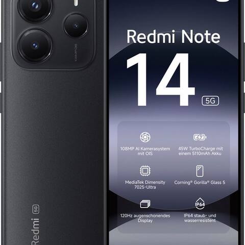 XIAOMI Redmi Note 14 5G smartphone (16,94 cm/6,67 pouces, 256 GB Speicherplatz, 108 MP caméra)