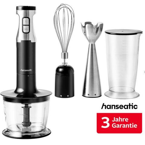 Hanseatic Hanseatic Stabblender HHBL1000SD 97294244 Schneebesen Aufsatz + Rühr-/Messbecher, 1000 W, inkl. 3 Jahre