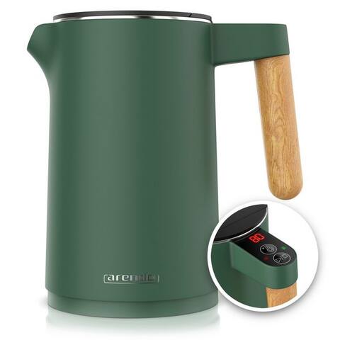Arendo Arendo bouilloire Edelstahl, Temperatureinstellung 40° - 100 °C avec Anzeige, Doppelwand, 1,5 l, 2200 W,