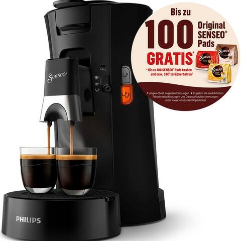 PHILIPS Senseo Kaffeepadmaschine Select CSA230/69, avec drei Kaffee-Einstellungen, aus 21% rec. Plastik