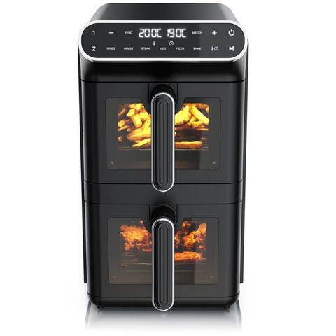 Arendo Arendo air fryer Dual, 2 Kammern Übereinander, XXL Doppelkammer Airfryer 11L, Dual Zone, 2640 W, avec