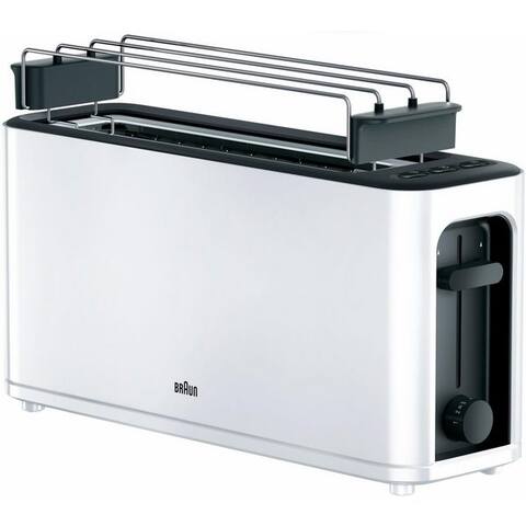 BRAUN grille-pain PurEase HT 3110 WH - 2 Langschlitze, 7 Stufen, Auftau- Aufwärmfunktion, 1 langer Schlitz, pour 2