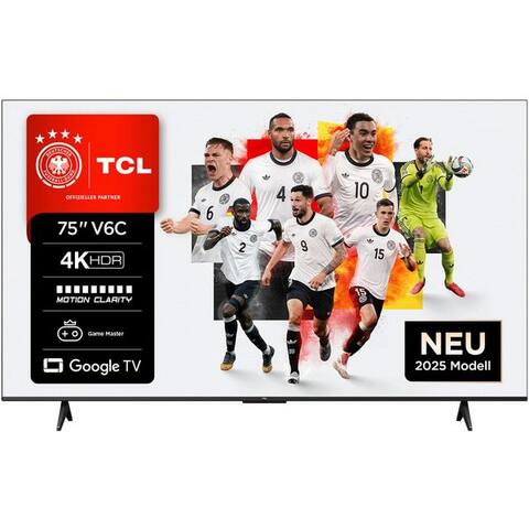 TCL 75V6CXB LED-téléviseur (189 cm/75 pouces, 4K Ultra HD, TV connectée, Google TV, 4K HDR, Multi-HDR, Dolby