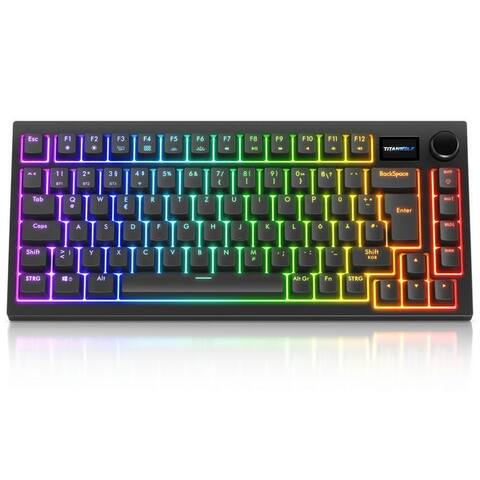 Titanwolf Titanwolf ALPHA Gaming clavier TKL, 82 Tasten mechanisch, TFT-écran, RGB Gaming-clavier (BT 2,4 GHz,