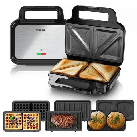Arendo Arendo 3-in-1-grill à sandwich 4in1 Sandwich Maker, gaufrier, Panini Grill, Temperaturkontrolle, 900 W,
