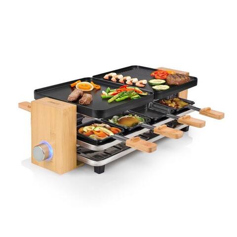 Princess PRINCESS raclette, 8 raclettepfännchen, 1300 W, Tischgrill Holz Design 2-8 Personen Parkdeck pour benutzte