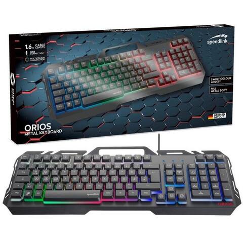 Speedlink Speedlink ORIOS Metall USB Gaming clavier PC-clavier (RGB Beleuchtung, Gamer Keyboard, smartphone-Halterung,