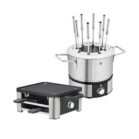 WMF raclette et Fondue-Set Lono, 4 raclettepfännchen, raclette pour 4 Personen, Fondueset pour 8 Personen