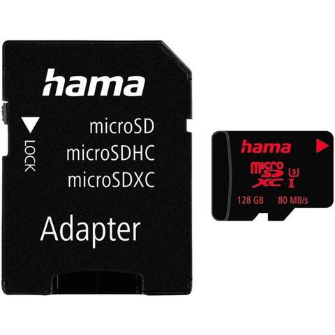 Hama Microsd Hama microSD Karte Memory Pro 4K, Adapter/Mobile, UHS Speed C3 UHS-I 80MB/s carte mémoire (128 GB, UHS Class