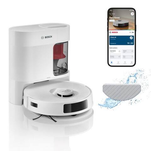 BOSCH robot aspirateur Spotless BCRD1W, robot aspirateur avec Wischfunktion, 11.000 Pa Saugkraft, 60 W, beutellos,