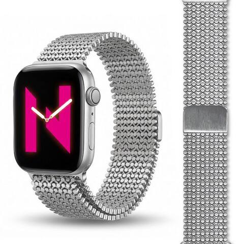 Nalia Bracelet pour montre connectée Apple montre 49mm/46/45/44/42(Serie 1-3), Elegantes Edelstahl Ersatzarmband /