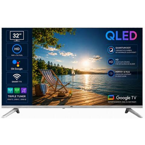 GOOGLE JTC-24 JTCSQ32H39330G QLED-téléviseur (80 cm/32 pouces, HD ready, Google TV, 32 pouces, QLED, Android TV,