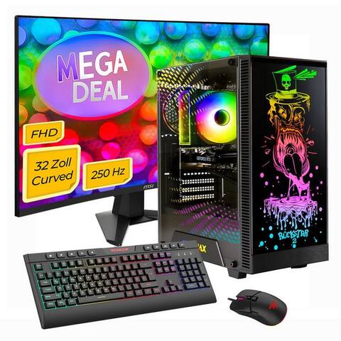 MSI GAMEmax MegaDeal Rockstar 2730 AMD Ryzen 5 5500 16GB 480GB SSD RTX 5060 PC gamer-Komplettsystem (32", AMD