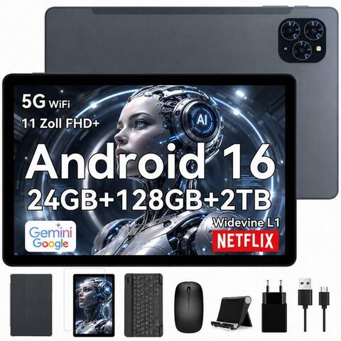 Tabwee TABWEE 11" FHD Android 16 Widevine L1 avec clavier, souris, Stift, Coque tablette (11", 128 GB, Android16,