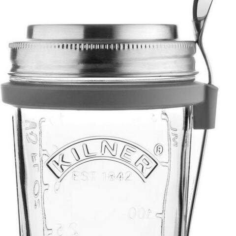 Kilner KILNER Vorratsglas, Edelstahl, Glas, (1-tlg), pour Jogurth, Quark, inkl. Edelstahllöffel, 350 ml