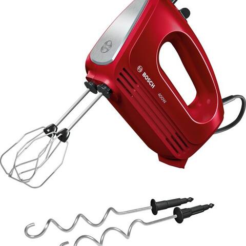 BOSCH Handblender MFQ2420R CleverMixx Knethaken, Rührbesen, Edelstahl, 400 W, spülmaschinenfest, 4 Stufen,
