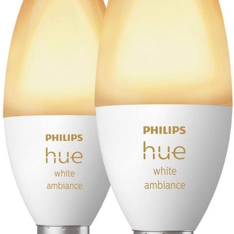 PHILIPS Hue LED-Leuchtavectel White / White & Color Ambiance, Kerzenform 470lm, E14, 2 St., Farbwechsler