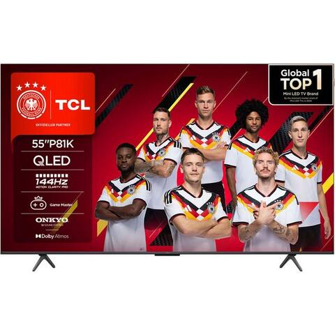 TCL 55P81KX2 QLED-téléviseur (139 cm/55 pouces, 4K Ultra HD, TV connectée, Google TV, 144Hz, Multi-HDR, Dolby