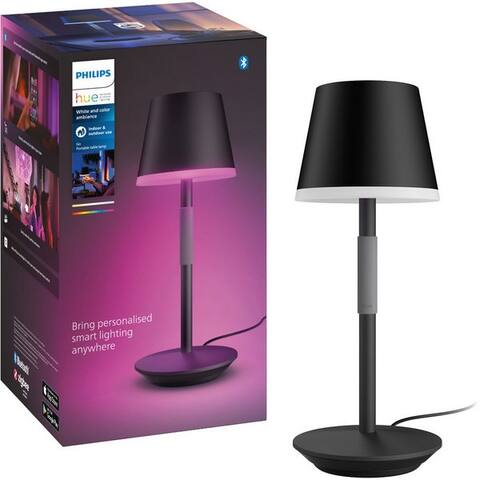PHILIPS Hue Smarte LED-luminaire White & Color Ambiance Go Tragbare Tischluminaire Noir, Abschaltautomatik,