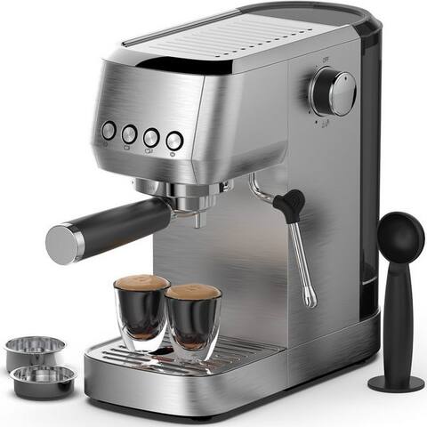 Aimax AImax Espressomaschine avec 20 Bar italienischer Pumpe – Professionelles Edelstahl-Design, Klassische