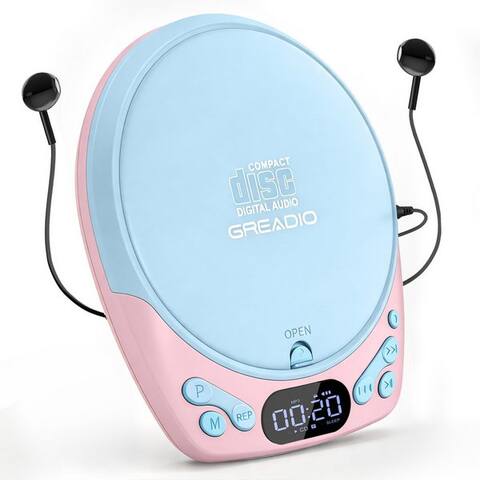 Greadio Greadio CD40 tragbarer lecteur CD (avec Casquen, Wiederaufladbar, Anti-Skip, CD/MP3/TF/AUX)