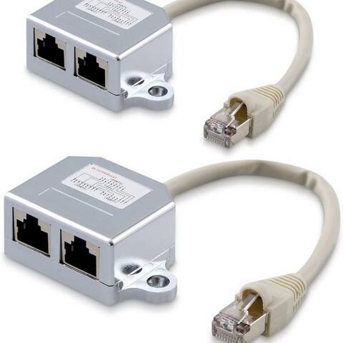 Kwmobile kwmobile 2x Netzwerkkabel Splitter Anschlussverdoppler Netzwerk LAN Verteiler Netzwerkkabel, (21.00 cm),
