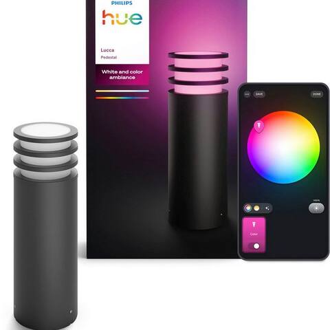 PHILIPS Hue LED Sockelluminaire Lucca White & Color Ambiance, Abschaltautomatik, Bluetooth, CCT - über Fernbedienung,