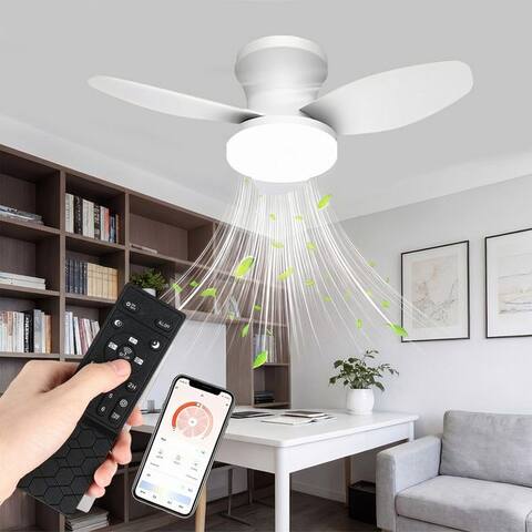 Oyajia oyajia Deckenventilateur 70W 5 Flügeln Deckenventilateur avec Beleuchtung,LED Deckenluminaire 110cm, Dimmbare