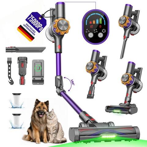 Dymona DyMona Akku-Hand-et aspirateur balai Akkuaspirateur 75000Pa/600W/70Min aspirateur sans fil Selbststehend,