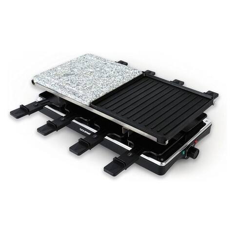 Gourmetmaxx GOURMETmaxx raclette raclettegrill 1400W 8 Personen Tischgrill Grillplatte, 8 raclettepfännchen, 1400 W, avec