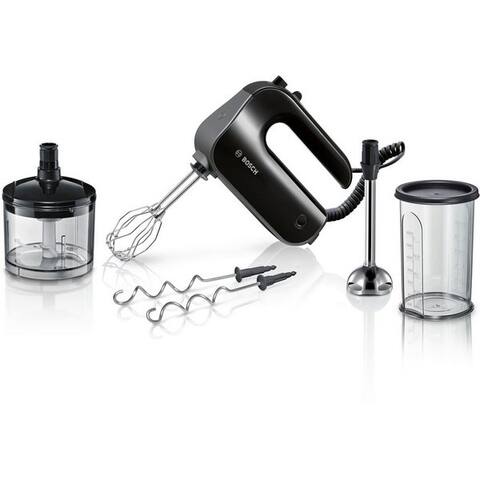 BOSCH Handblender Home Professional MFQ4980B, Edelstahl Besen/Knethaken, Mixfuß, Noir, 850 W, Spiralkabel, 5