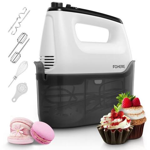 Fohere FOHERE Handblender 6 Geschwindigkeiten plus Turbo, 6 Zubehörteile Edelstahl, 400 W, Aufbewahrungsbox,