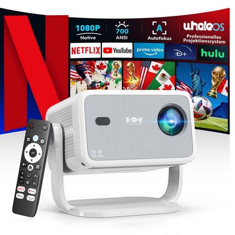 Xgody XGODY N6 Projektor, natives 1080P projecteur 4K avec Netflix Zertifizierung projecteur (3840 x 2160 px (700
