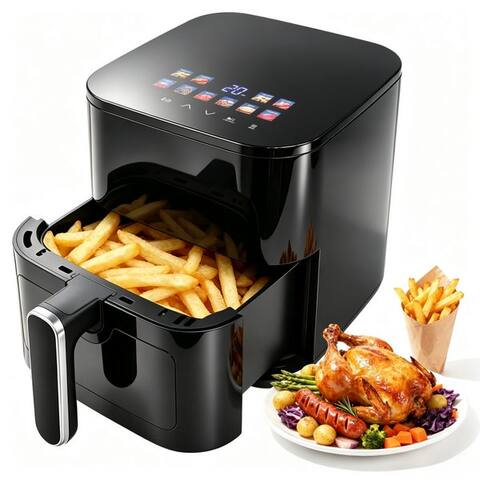 Ozavo OZAVO air fryer Airfryer 4,5L 1200W avec 10 Programmen & Sichtfenster, 1200 W, Digitales LED-écran, Heißluft