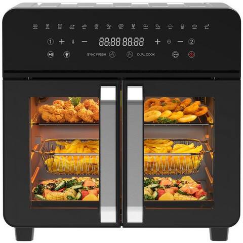 Aimax AImax air fryer XXL 23L avec Doppeltür & Sichtfenster, Airfryer Dual-Zone, 2200 W, 15 Programme,
